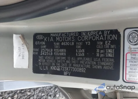 2007 Kia Sportage Ex V6 from USA, damaged, VIN KNDJF723X77300892